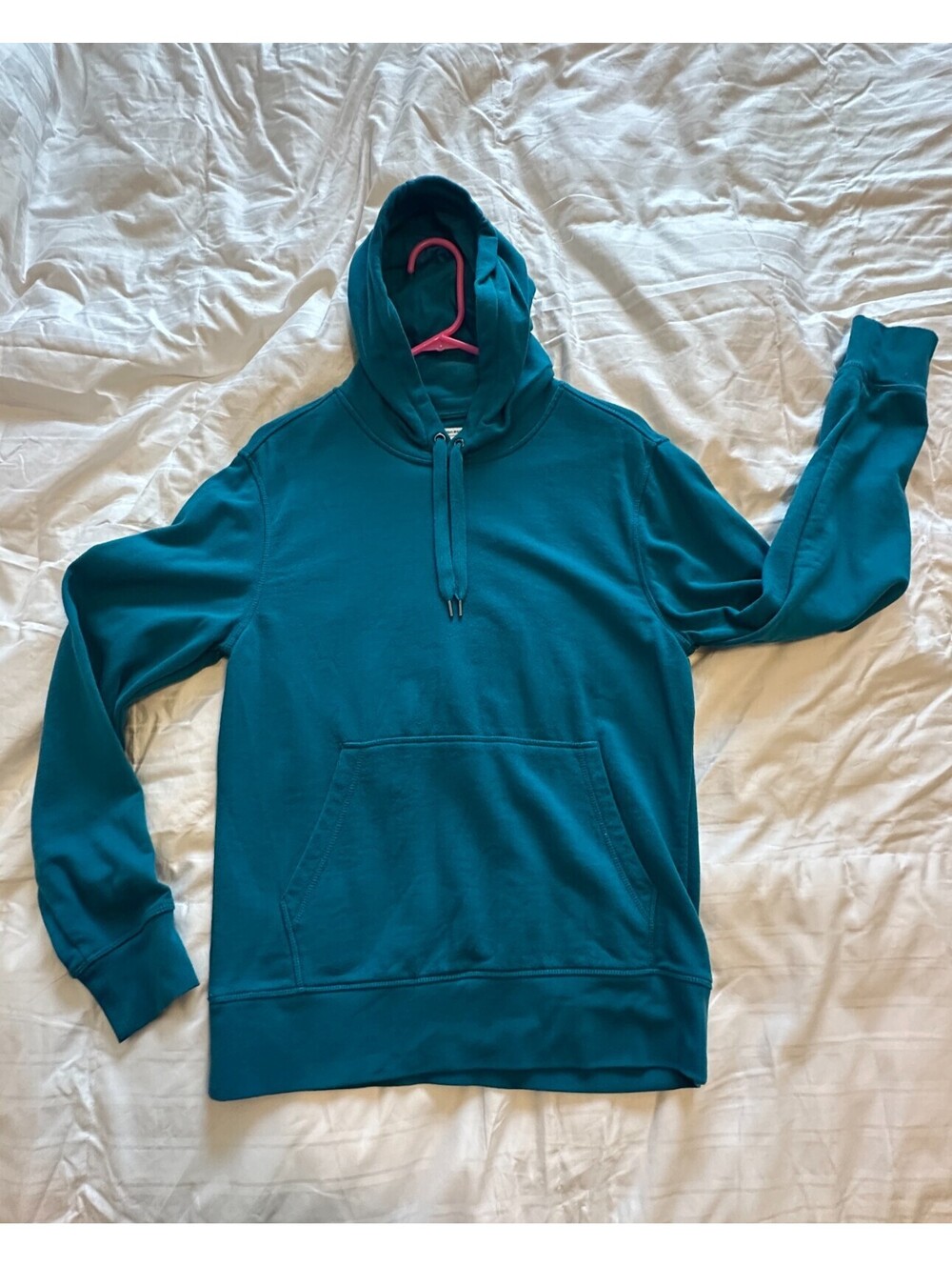 Amazon Essentials Men’s Teal Pullover Hoodie Size SMALL – Cotton Blend Casual